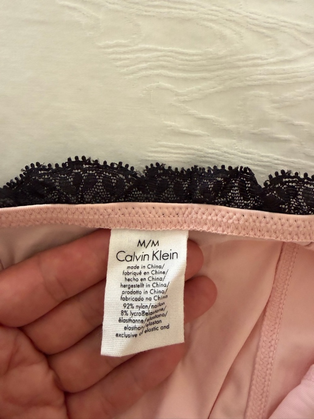 Calvin Klein Pink Top with Black Lace Trim - Picture 4 of 4
